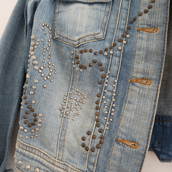 GUESS STUDDED VINTAGE DENIM JACKET SIZE XS - Picture 13 of 14